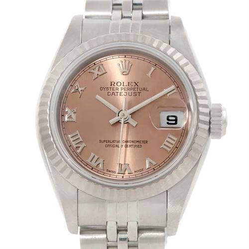 Photo of Rolex Datejust Ladies Steel 18k White Gold Salmon Dial Watch 79174