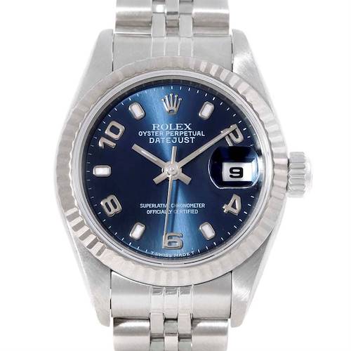 Photo of Rolex Datejust Ladies Stainless Steel White Gold Blue Dial Watch 69174