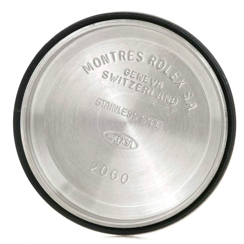 The image shows the inside case back of a Rolex Datejust 69173 Women's Stainless Steel Champagne Dial 69173 Women's Stainless Steel Champagne Dial watch, engraved with the brand and model details.