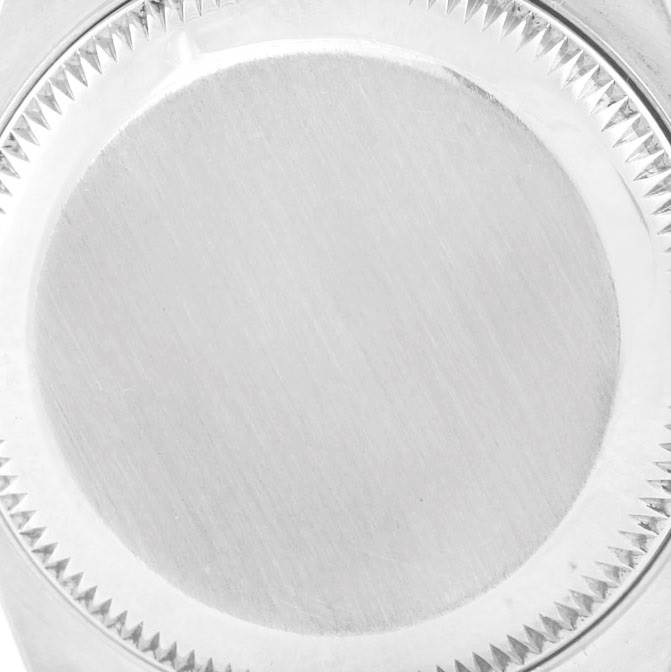 This is an up-close view of the case back of a Rolex Datejust 69173 Women's Stainless Steel Beige Dial 69173 Women's Stainless Steel Beige Dial watch.