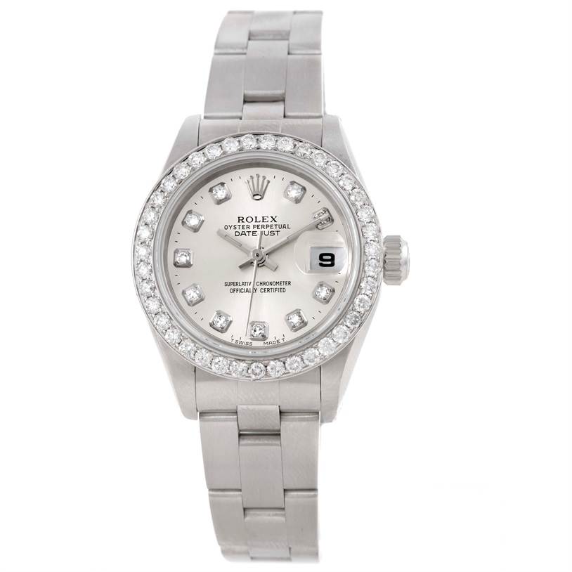 Rolex Datejust Ladies Steel 18k White Gold Diamond Watch 69160 ...