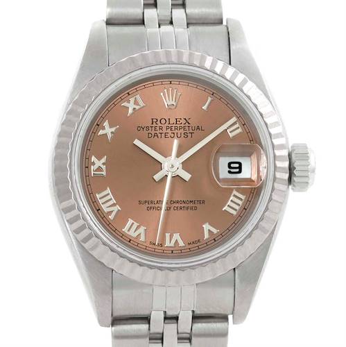 Photo of Rolex Datejust Ladies Steel 18k White Gold Bronze Dial Watch 79174