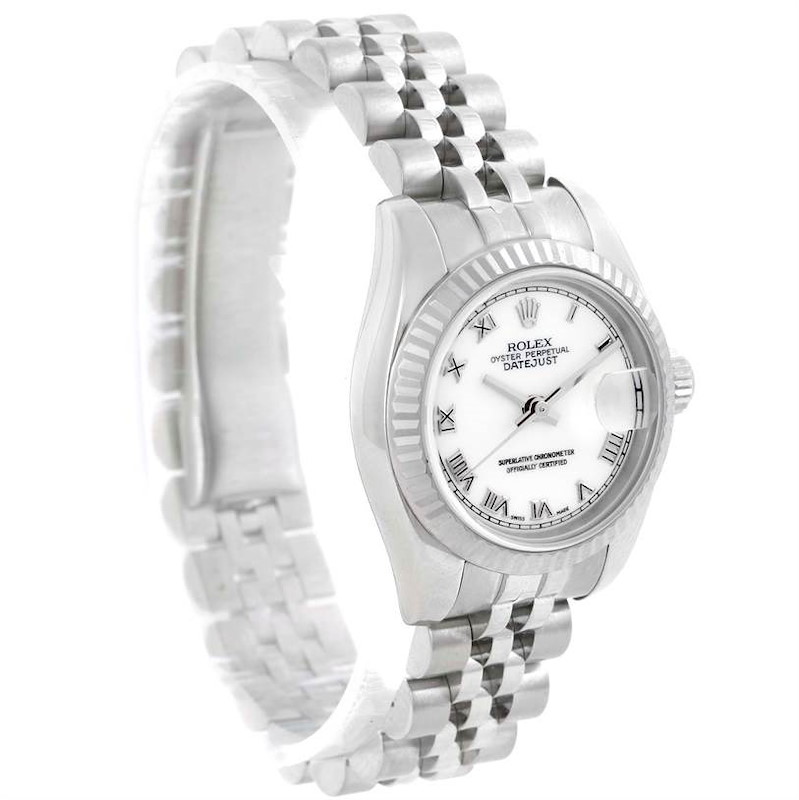 Rolex Datejust White Dial Steel 18K White Gold Ladies Watch 179174 SwissWatchExpo