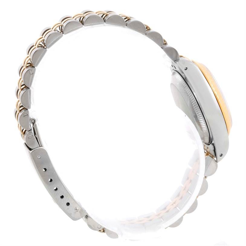 The image shows a side view of the band and case of a Rolex Datejust 69173 Women's Stainless Steel White Dial 69173 Women's Stainless Steel White Dial watch.