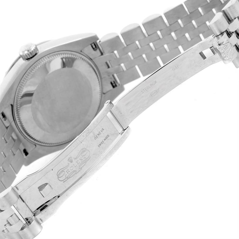 The image shows the underside and clasp of a Rolex Mid-Size 178344 Women's Stainless Steel Mother of Pearl Dial 178344 Women's Stainless Steel Mother of Pearl Dial model watch with its brand markings visible.