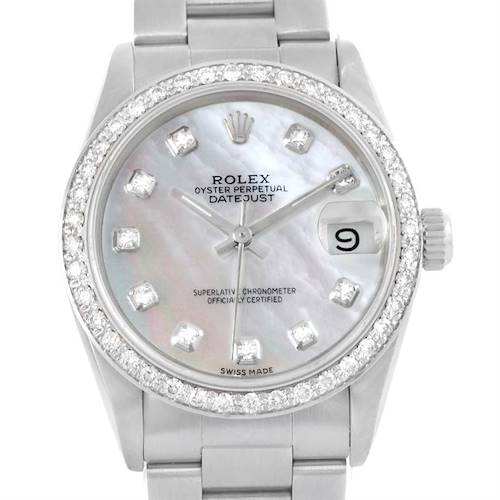 Photo of Rolex Midsize Datejust Steel Mother of Pearl Diamond Watch 68240