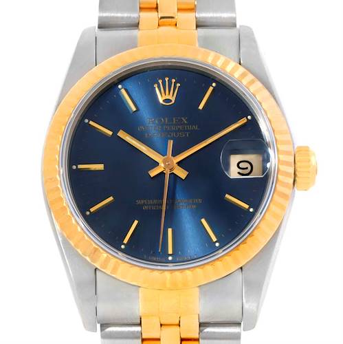 Photo of Rolex Datejust Midsize Steel Yellow Gold Blue Dial Watch 68273