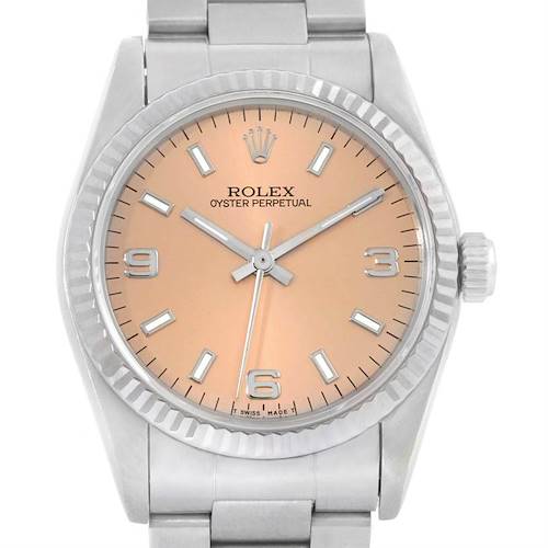 Photo of Rolex Midsize Steel 18K White Gold Salmon Dial Watch 67514