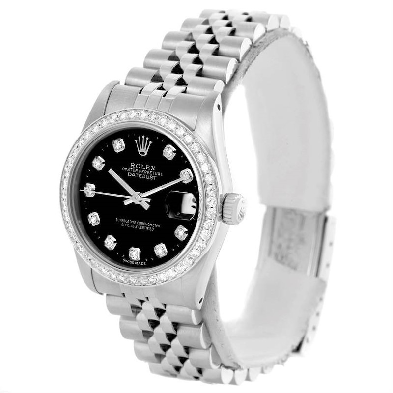 Rolex Datejust Midsize Steel 18k White Gold Diamond Watch 68274 SwissWatchExpo