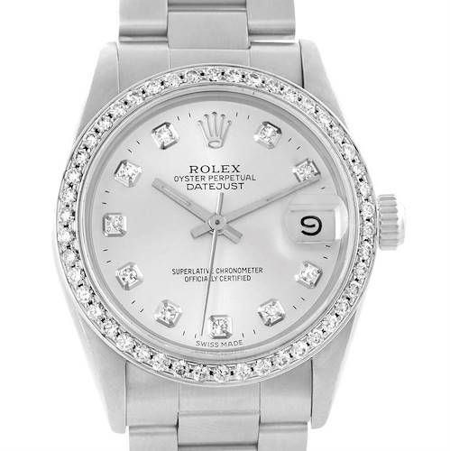 Photo of Rolex Midsize Datejust Stainless Steel Diamond Watch 68240