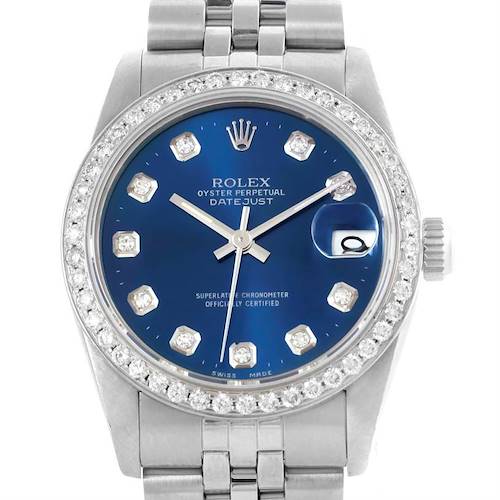 Photo of Rolex Datejust Midsize Steel 18k White Gold Diamond Watch 68274