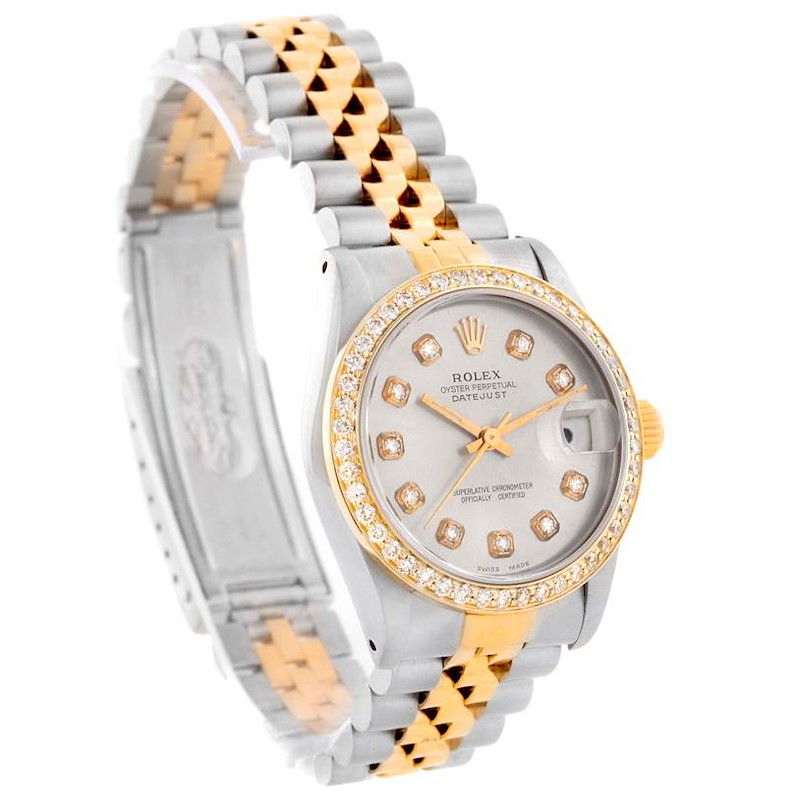 Rolex Datejust Midsize Steel Yellow Gold Diamond Bezel Watch 68273 SwissWatchExpo