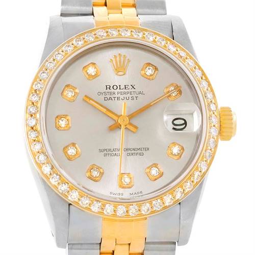 Photo of Rolex Datejust Midsize Steel Yellow Gold Diamond Bezel Watch 68273