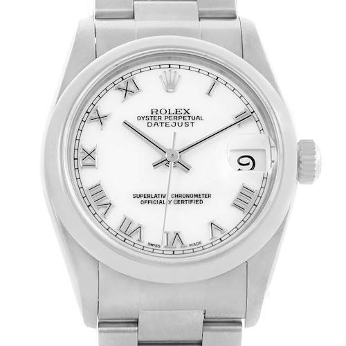Photo of Rolex Midsize Datejust Stainless Steel White Roman Dial Watch 68240