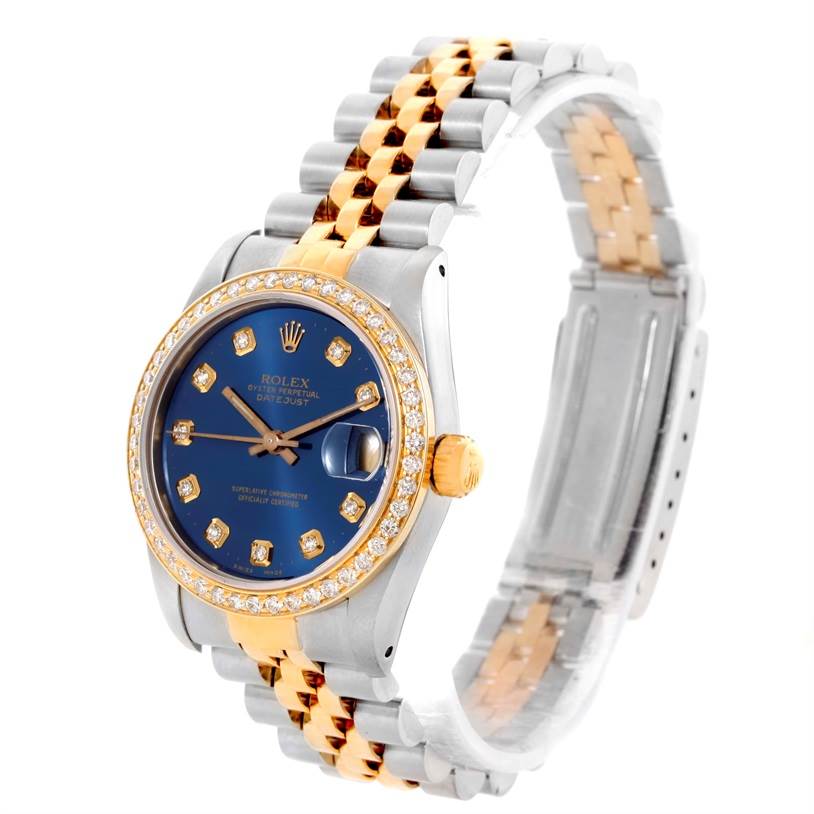 Rolex Datejust Midsize Steel Yellow Gold Diamond Bezel Watch 68273 ...