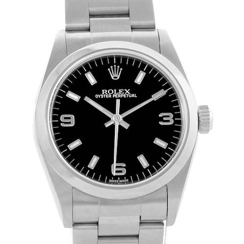 Photo of Rolex Midsize Datejust Black Dial Oyster Bracelet Steel Watch 77080