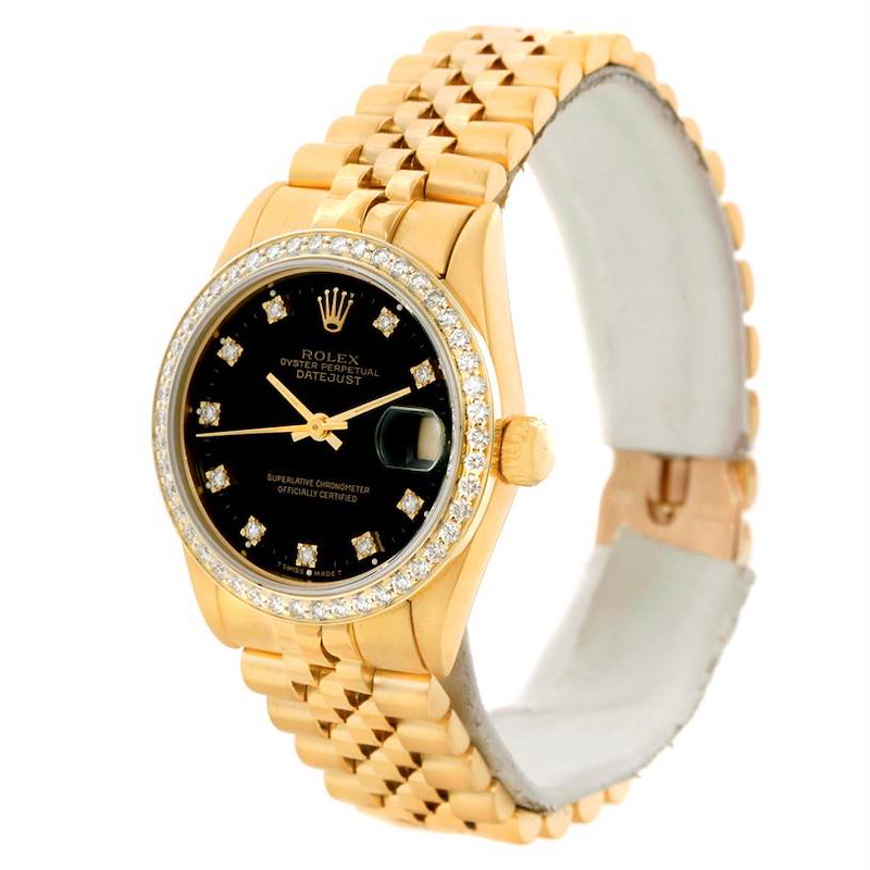 Rolex President Datejust Midsize 18K Yellow Gold Diamond Watch 68288