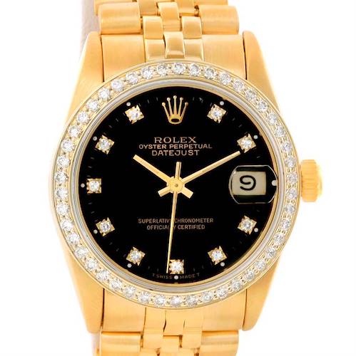 Photo of Rolex President Datejust Midsize 18K Yellow Gold Diamond Watch 68288
