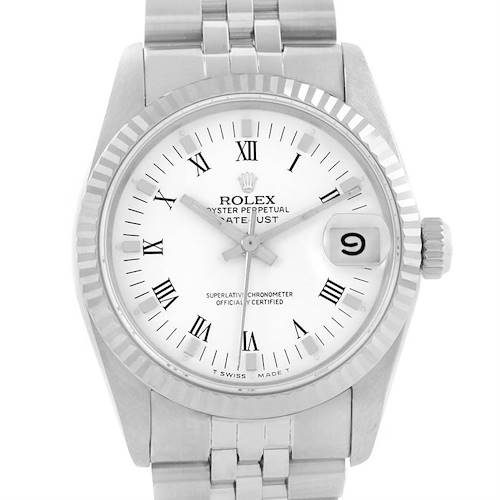 Photo of Rolex Datejust Midsize Steel 18k White Gold White Dial Watch 68274