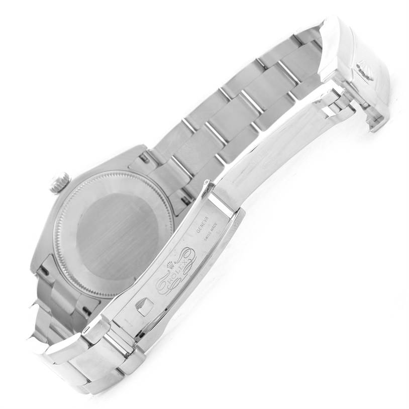 The image shows the back case, crown, and open clasp of a Rolex Mid-Size 178240 Women's Stainless Steel White Dial 178240 Women's Stainless Steel White Dial watch.