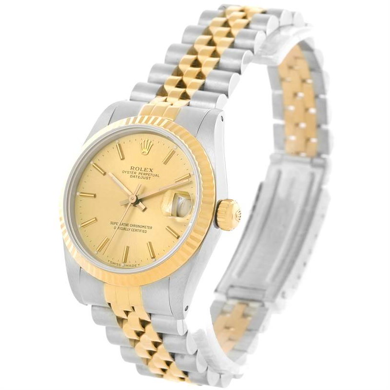 Rolex Datejust Midsize Steel Yellow Gold Jubilee Bracelet Watch 68273 SwissWatchExpo