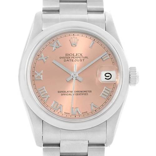 Photo of Rolex Midsize Datejust Stainless Steel Salmon Roman Dial Watch 68240
