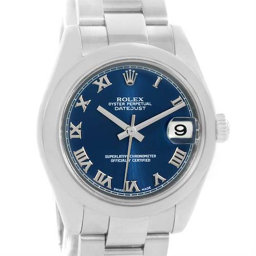 Photo of Rolex Midsize Datejust Blue Roman Dial Stainless Steel Watch 178240