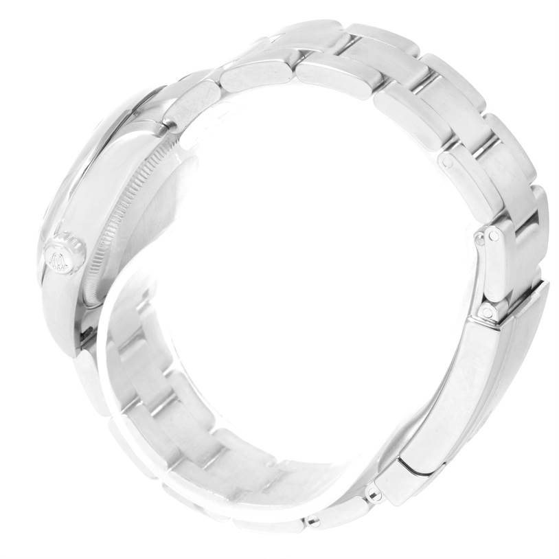 This image shows a side view of the bracelet and clasp of a Mid-Size Rolex watch.