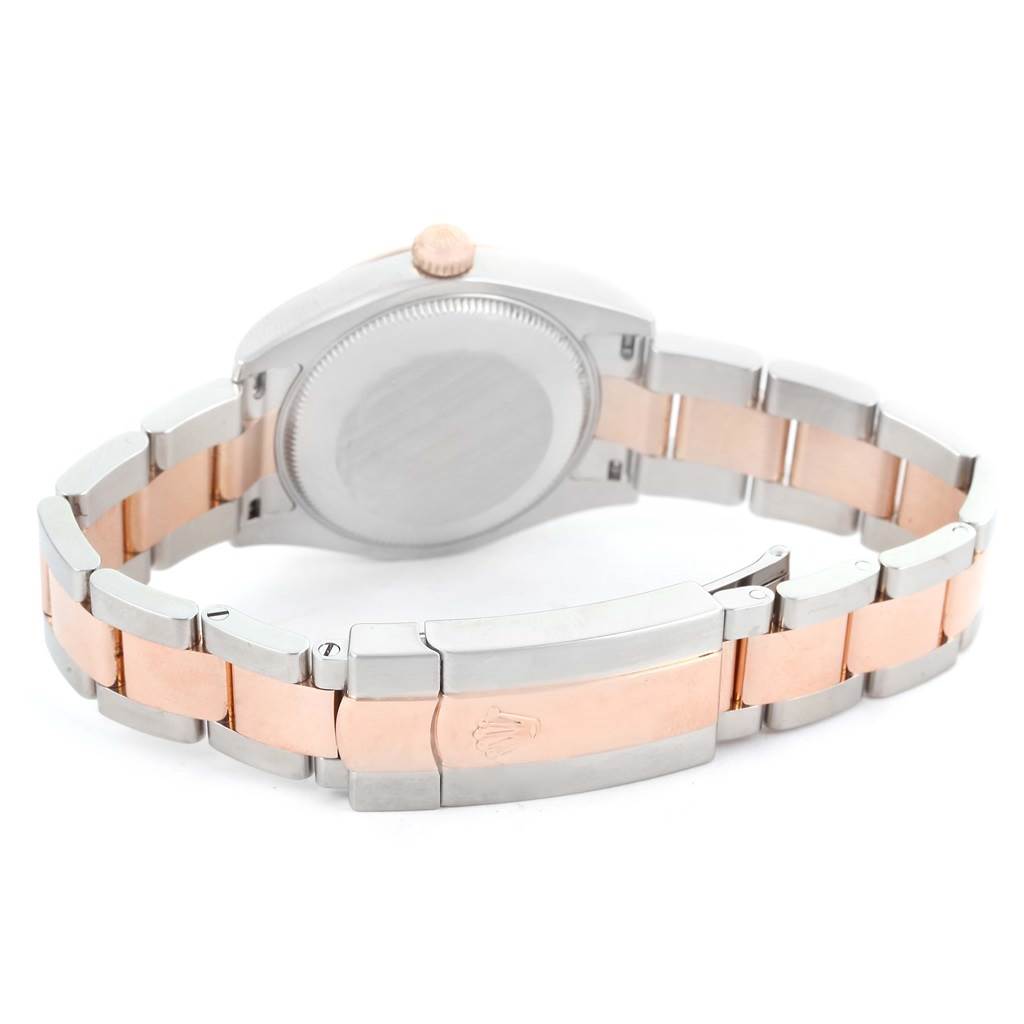 The image shows the back and bracelet of a Rolex Mid-Size 178271 Women's Steel and Gold (two tone) Pink Dial 178271 Women's Steel and Gold (two tone) Pink Dial watch, featuring a two-tone band and clasp.