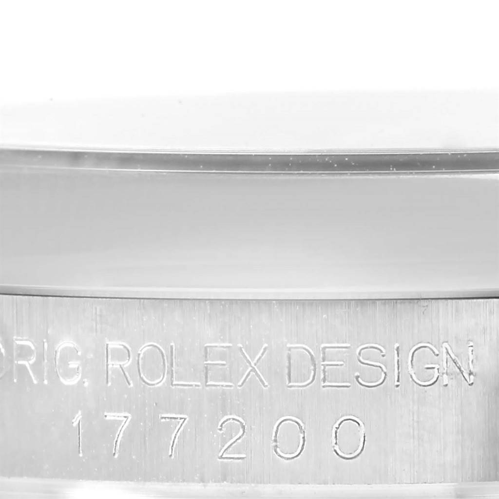 The image shows the case side engravings of the Mid-Size Rolex watch with "ORIG. ROLEX DESIGN 177200".