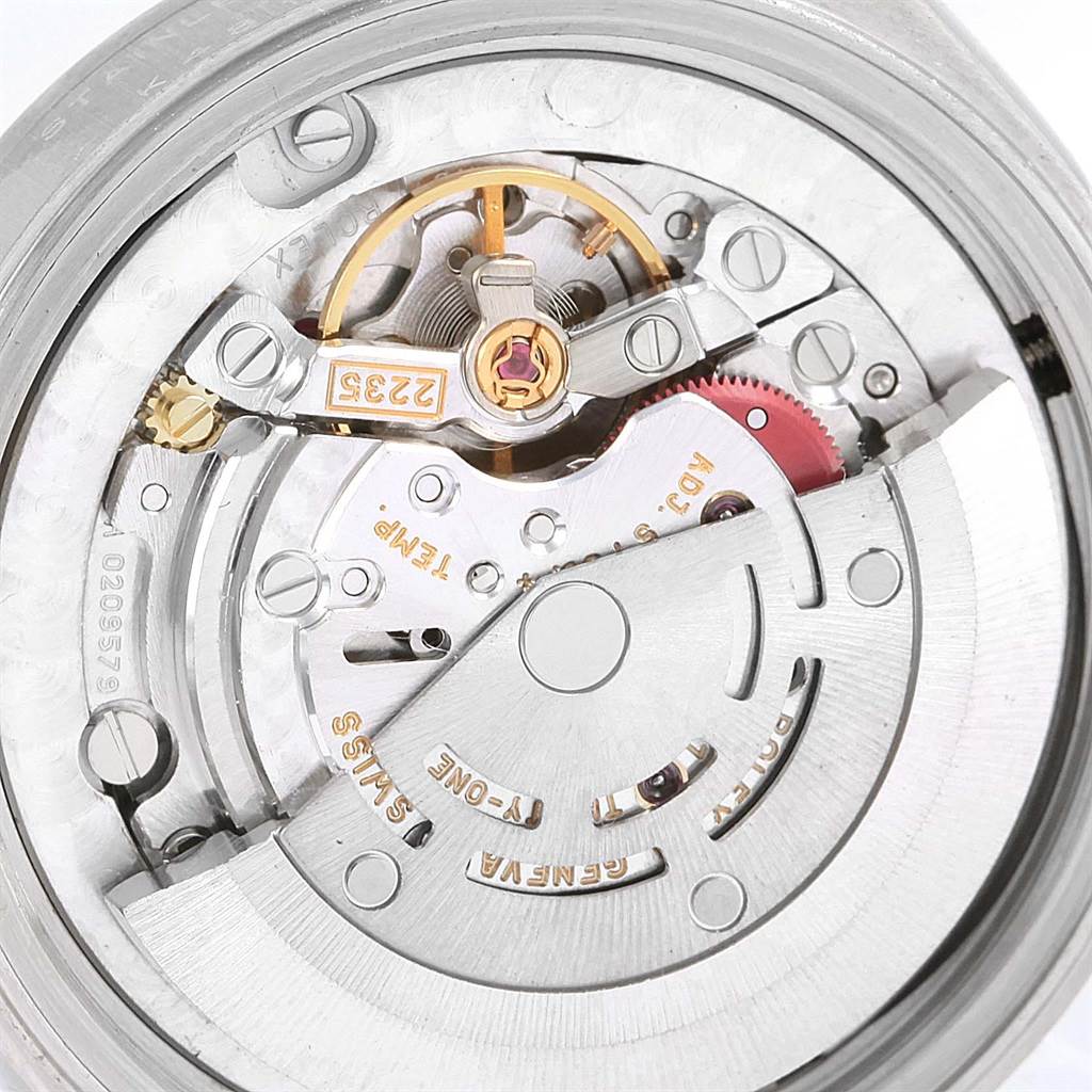 This image shows the internal mechanism of a Rolex Mid-Size 78240 Women's Stainless Steel Silver Dial 78240 Women's Stainless Steel Silver Dial model watch, viewed from the back.