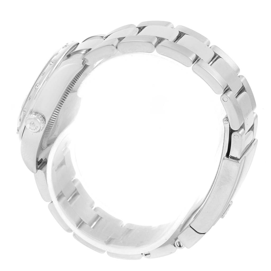 This image shows the side profile and bracelet of a Rolex Mid-Size 178344 Women's Stainless Steel Brown Dial 178344 Women's Stainless Steel Brown Dial watch.