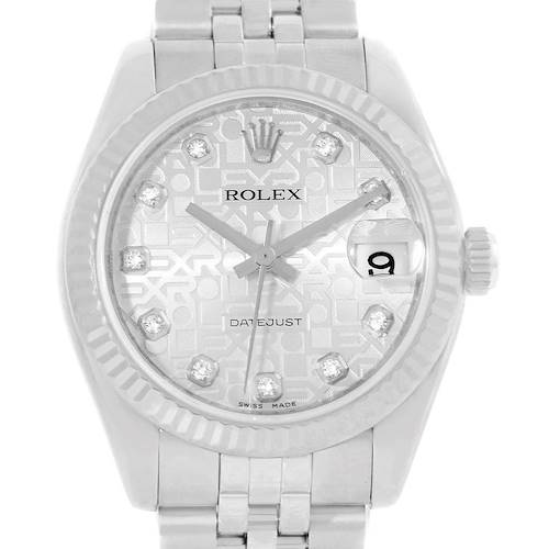 Photo of Rolex Datejust Midsize Steel 18k White Gold Diamond Watch 178274