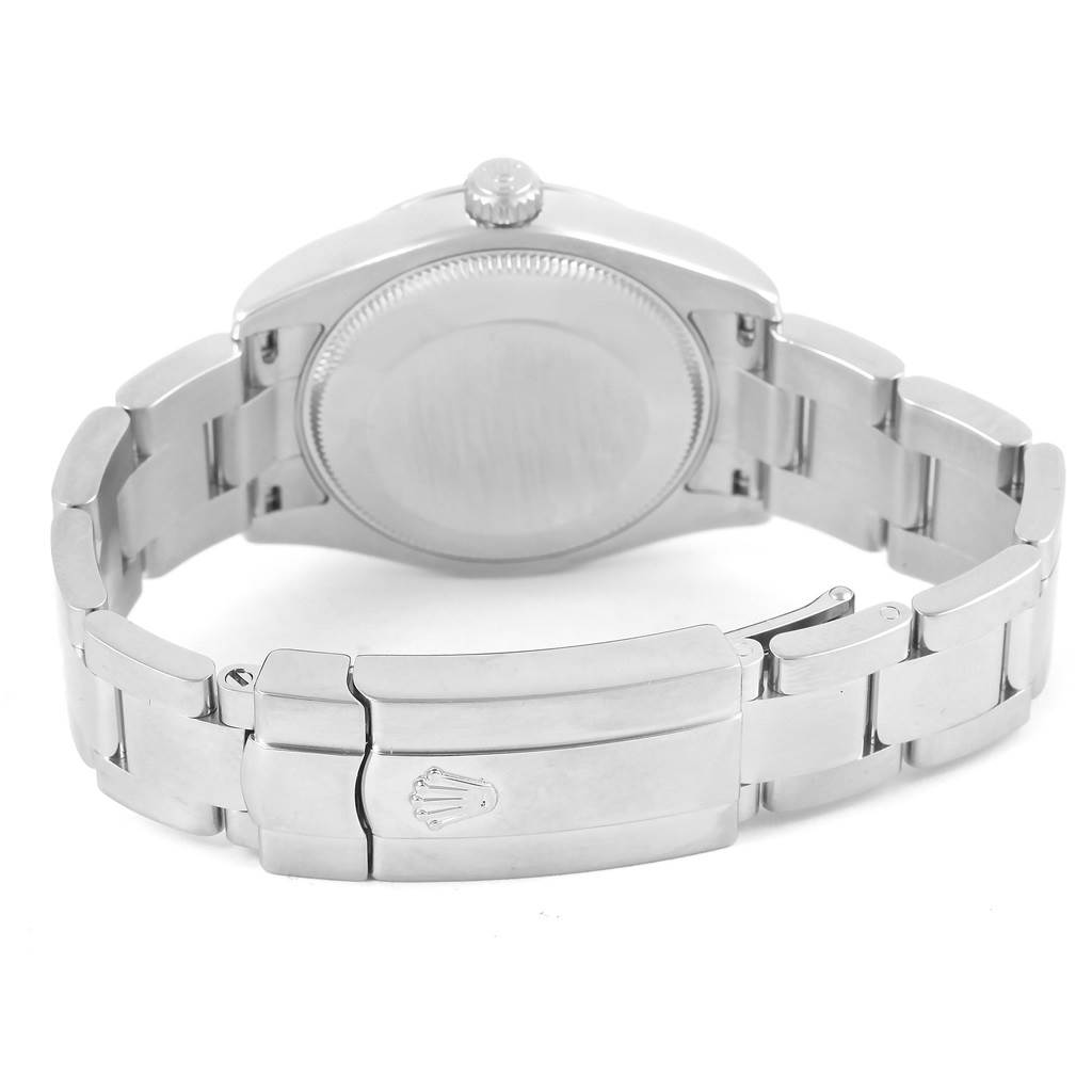 This image shows the backside of a Rolex Mid-Size 178240 Women's Stainless Steel Black Dial 178240 Women's Stainless Steel Black Dial model watch, highlighting the clasp and caseback.