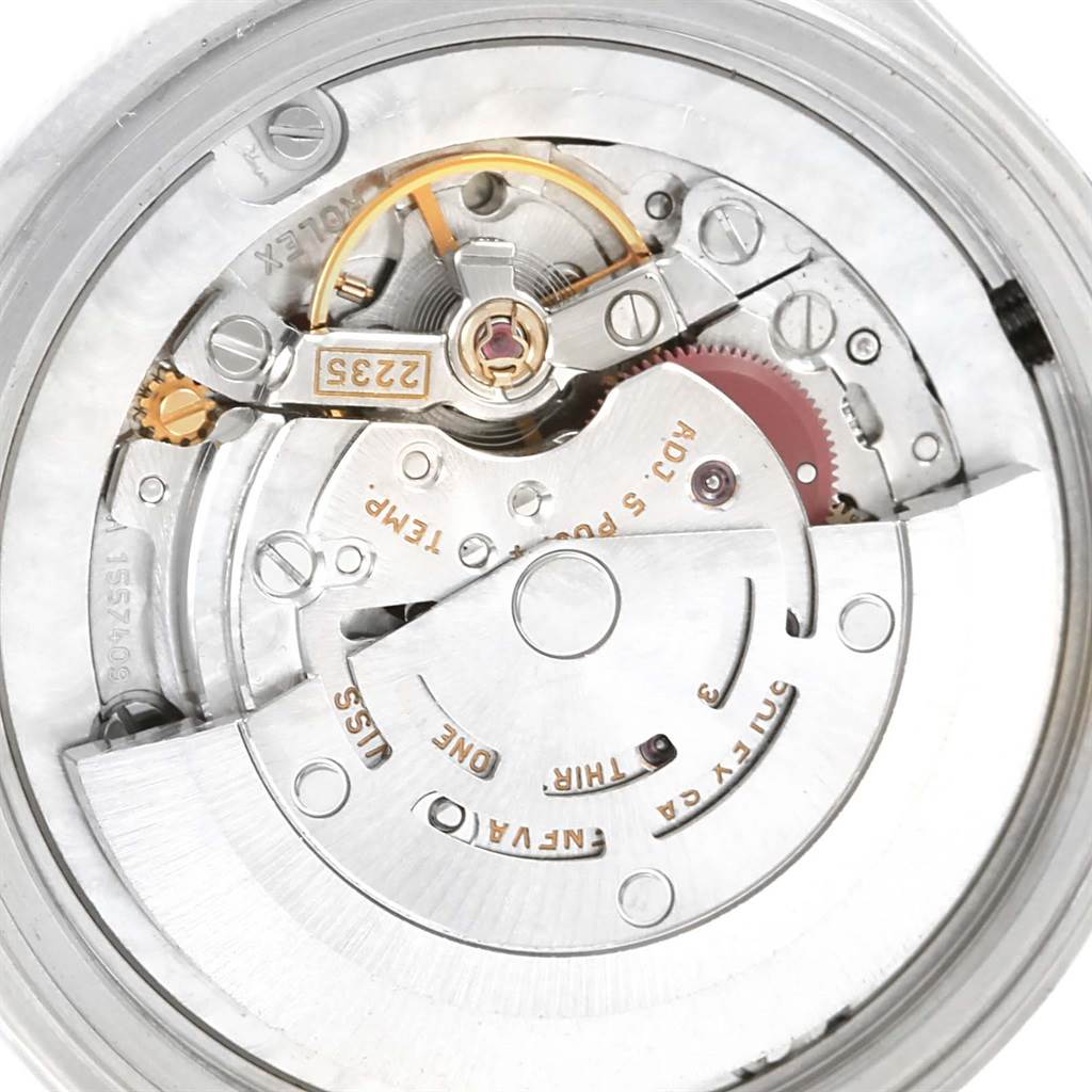 This image shows the movement mechanism from the rear angle of a Rolex Mid-Size 78240 Women's Stainless Steel Black Dial 78240 Women's Stainless Steel Black Dial model watch.