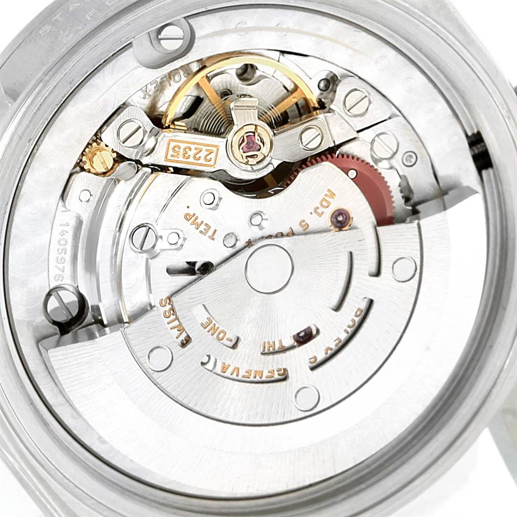 The image shows the inner mechanical movement of a Rolex Mid-Size 78240 Women's Stainless Steel Black Dial 78240 Women's Stainless Steel Black Dial watch, taken from the back angle.