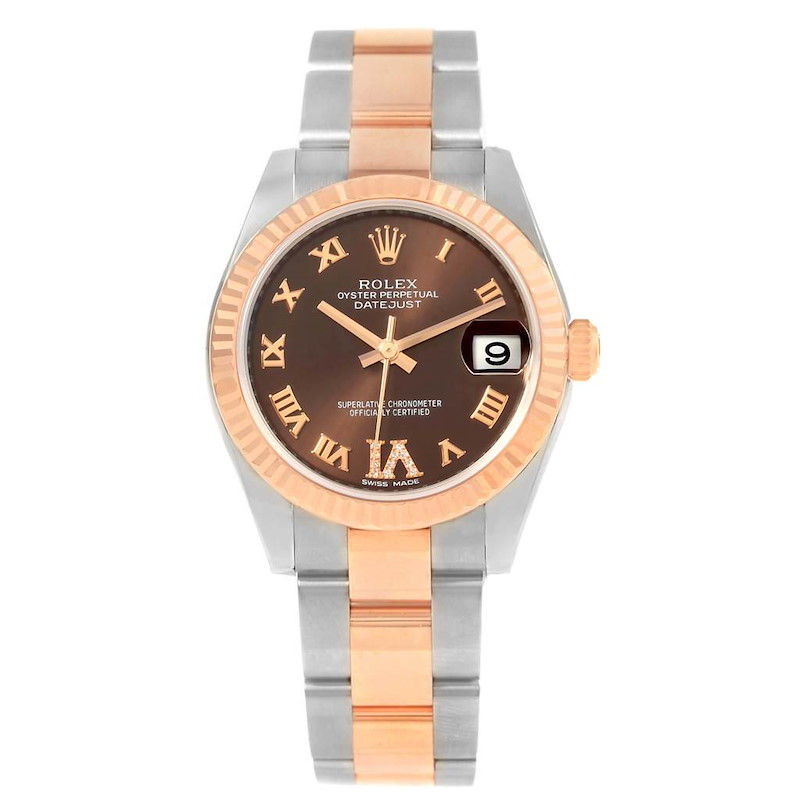 Rolex Datejust Midsize Steel Rose Gold Diamond Watch 178271 Unworn SwissWatchExpo