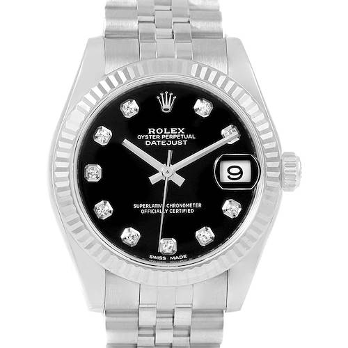 Photo of Rolex Datejust Midsize Steel White Gold Black Diamond Dial Watch 178274