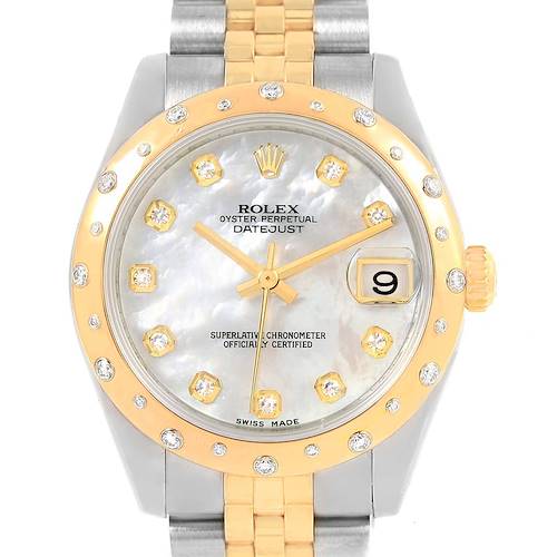 Photo of Rolex Datejust 31 Midsize Steel Yellow Gold MOP Diamond Watch 178343