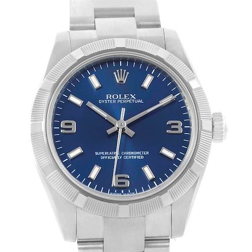 Photo of Rolex Oyster Perpetual Midsize 31 Blue Dial Steel Ladies Watch 177210