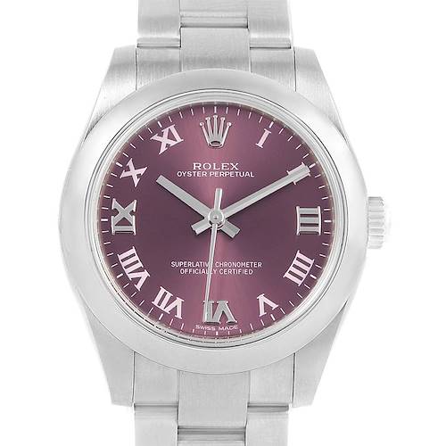 Photo of Rolex Oyster Perpetual Midsize 31 Red Grape Dial Ladies Watch 177200