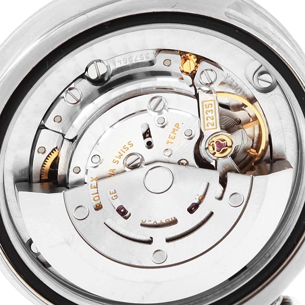 This image shows the internal mechanism of a Rolex Mid-Size 178274 Women's Stainless Steel Grey Dial 178274 Women's Stainless Steel Grey Dial watch viewed from the back.