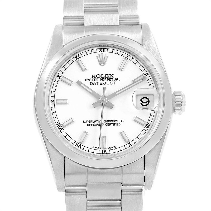 Rolex Midsize Datejust White Dial Stainless Steel Ladies Watch 178240 SwissWatchExpo