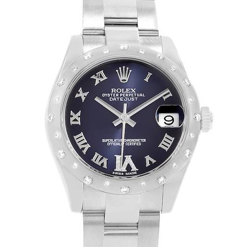 Photo of Rolex Datejust 31 Midsize Purple Dial Steel Diamond Watch 178344