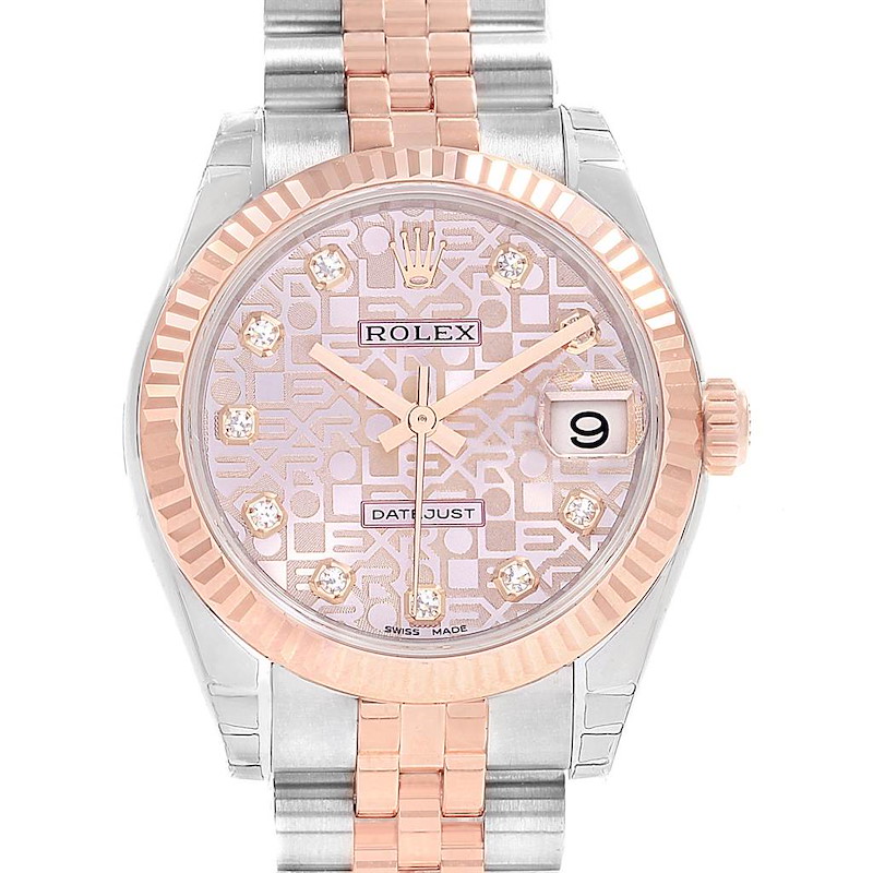 Rolex Datejust Midsize Steel Rose Gold Diamond Ladies Watch 178271 Unworn SwissWatchExpo