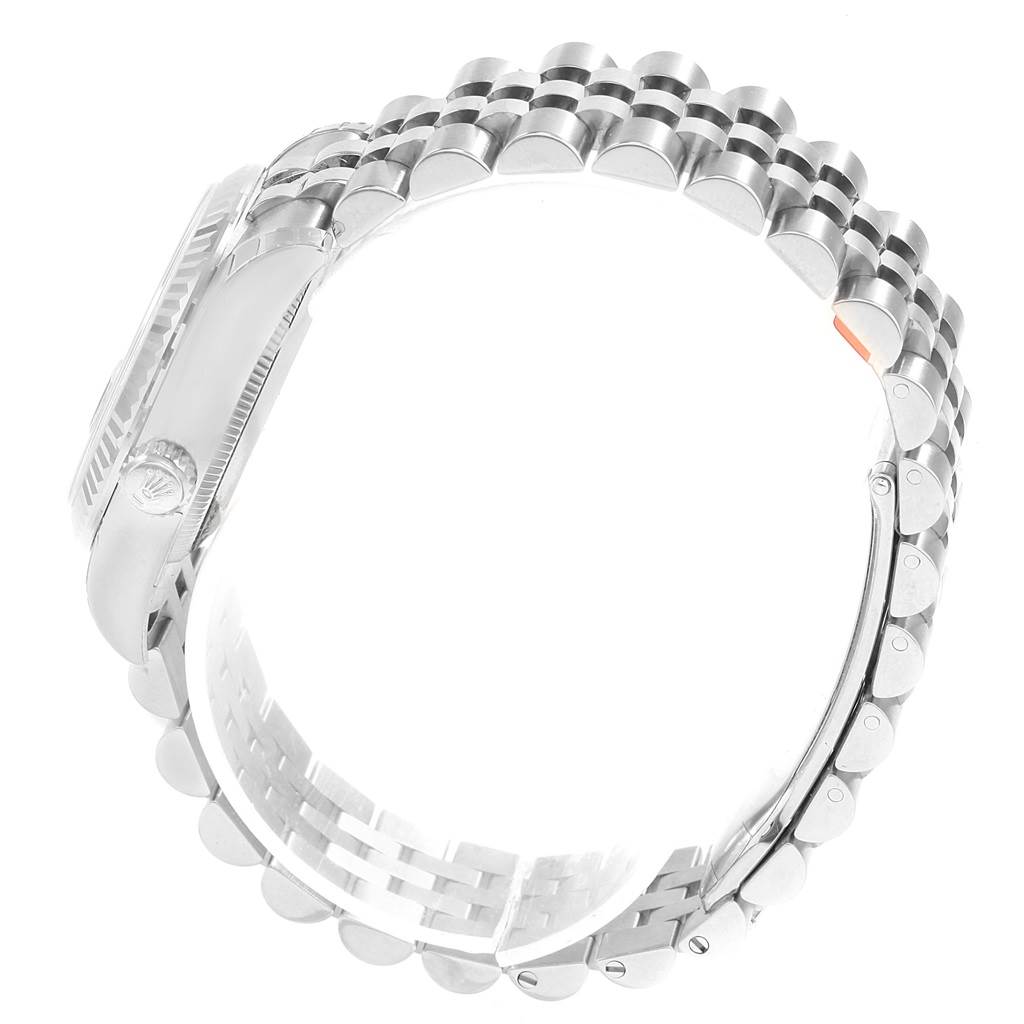 The image shows a side view of the Mid-Size Rolex watch focusing on the bracelet and part of the case.