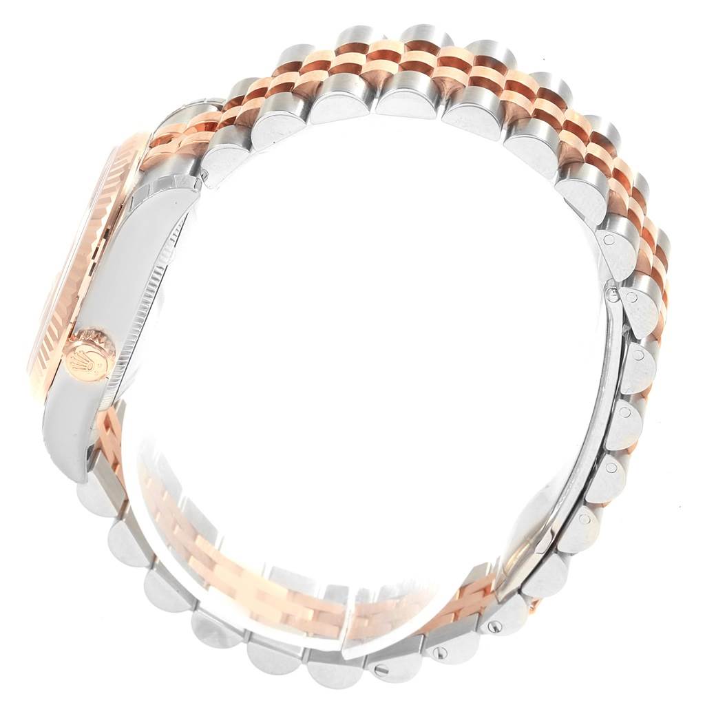 The image shows a side view of a Rolex Mid-Size 178271 Women's Steel and Gold (two tone) Mother of Pearl Dial 178271 Women's Steel and Gold (two tone) Mother of Pearl Dial watch, highlighting the crown, case, and two-tone jubilee bracelet.