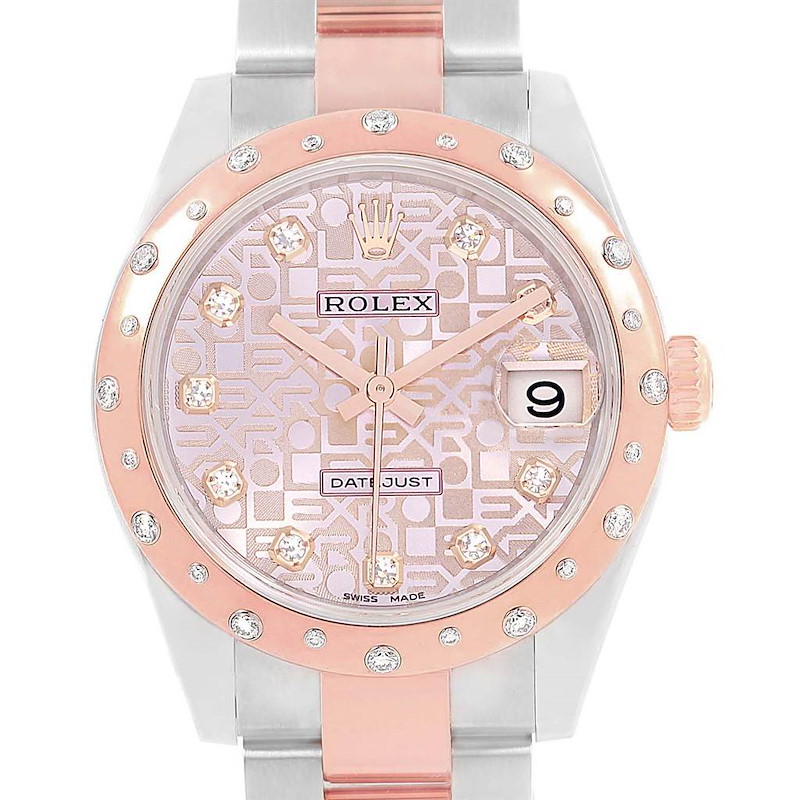 Rolex Datejust 31 Midsize Steel Everose Gold Diamond Watch 178341 SwissWatchExpo