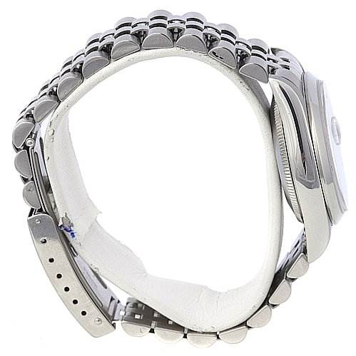 The image shows a side view of a Rolex Mid-Size 78240 Women's Stainless Steel Blue Dial 78240 Women's Stainless Steel Blue Dial model watch, highlighting the bracelet and side profile of the case.