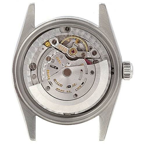 This image shows the back view of a Rolex Mid-Size 78240 Women's Stainless Steel Blue Dial 78240 Women's Stainless Steel Blue Dial model, displaying its internal mechanical movement components.